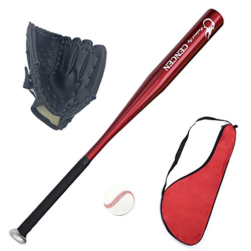 Agirlgle Baseball Bats for Kids, Teens Baseball Set with Ball Youth Baseball Toy, 25in Aluminum Alloy Bat, 10.5in Glovev (red bat)