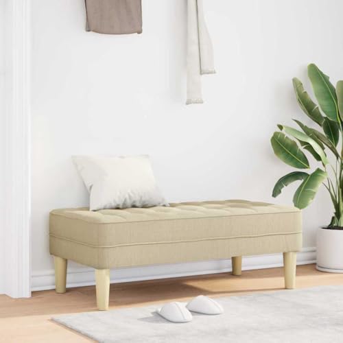 Banco de tela para el pie de cama en dormitorios modernos color crema 3