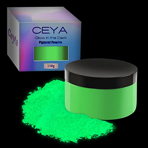 Ceya Fluorescent Aqua Glow Powder, 5.3oz/150g Glow in The Dark Pigment Powder, Luminous Powder Resin Color Pigment, Fluorescent Pigment Dye for Epoxy Resin...