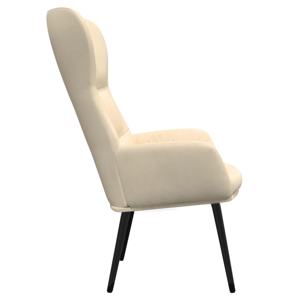 Relaxsessel Creme Stoff, Dick Gepolsterter Wohnzimmersessel mit Metallrahmen, Gemütlicher Lesesessel für Schlafzimmer und Wohnzimmer, Bequemer Akzentsessel