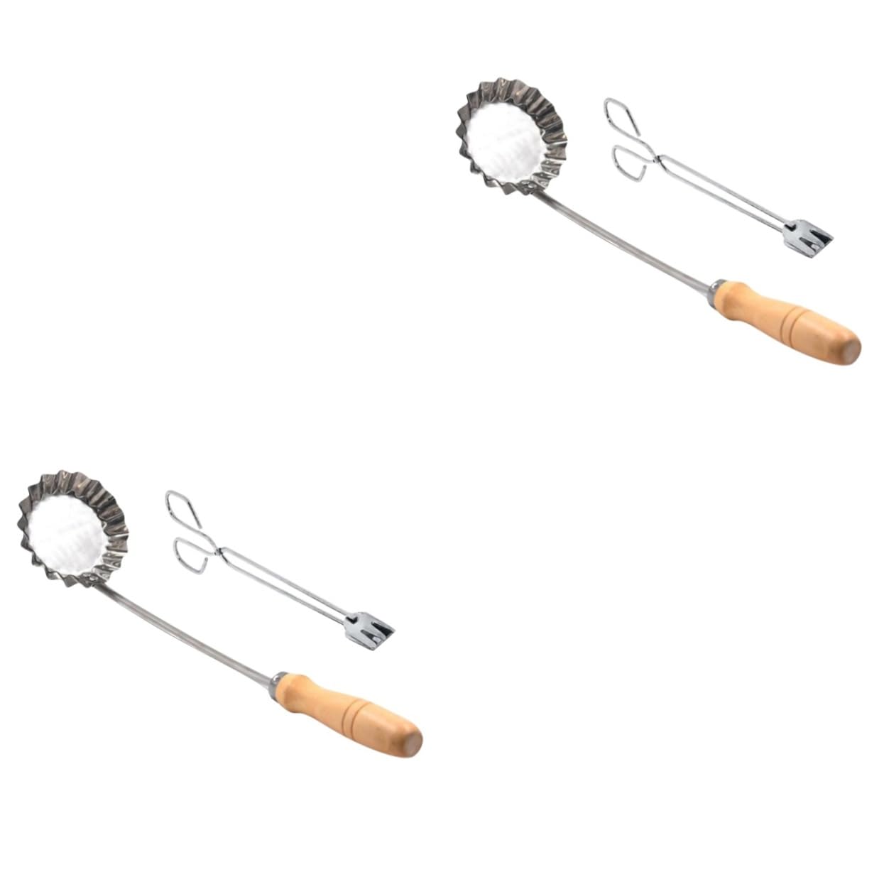 BESTonZON 2 Set Di In Acciaio Inossidabile Spagnolo Rossette Shaper Forchetta Cucchiaio Timballo Stampo Pasta Olio Waffle Maniglia Cucchiaio Per Frittura Ragno Cucchiaio In Acciaio