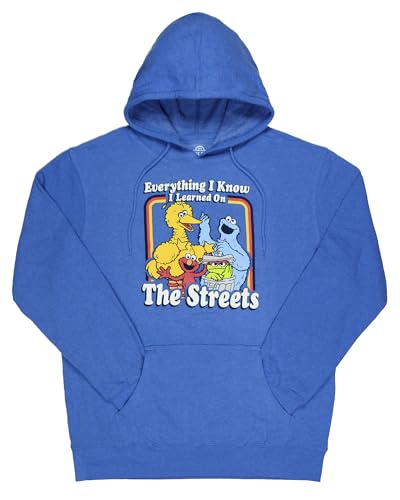 Sesame Street Men's Everything I Know Character Design Adult Pullover Sweatshirt Hoodie