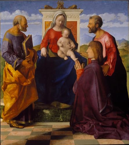 Lienzo Lady col Bambino in trono tra Santi original regalo artístico de 60x90