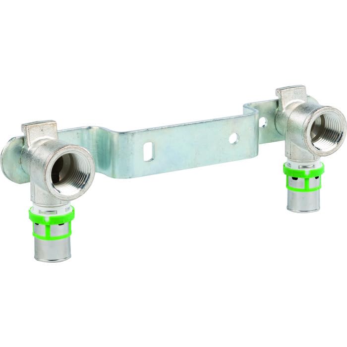 COMAP 7507W1612 - Supporto da parete di due applique, in ottone multistrato con crimpatura femmina 1/2, diametro 16 mm, colore: Argento