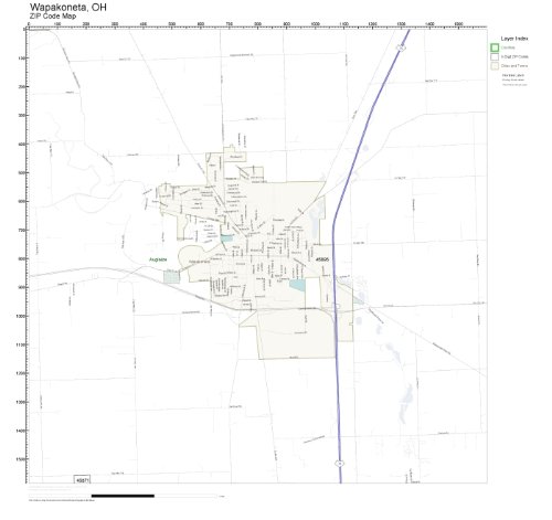 ZIP Code Wall Map of Wapakoneta, OH ZIP Code Map Laminated: Amazon.com ...