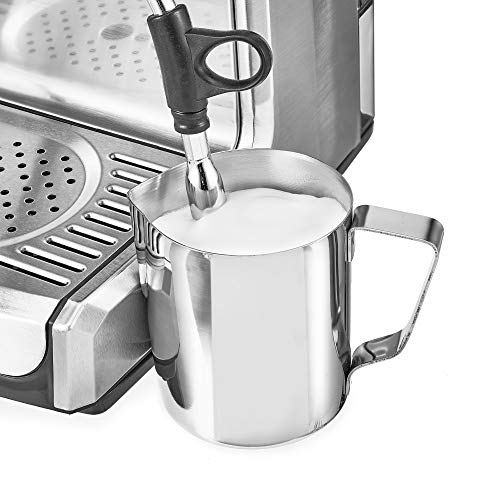 brim 19 Bar Espresso Machine, Fast Heating Cappuccino, Americano, Latte and Espresso Maker, Milk Steamer and Frother, Removable Parts for Easy Cleaning, Stainless Steel with Wood Accents - Image 5