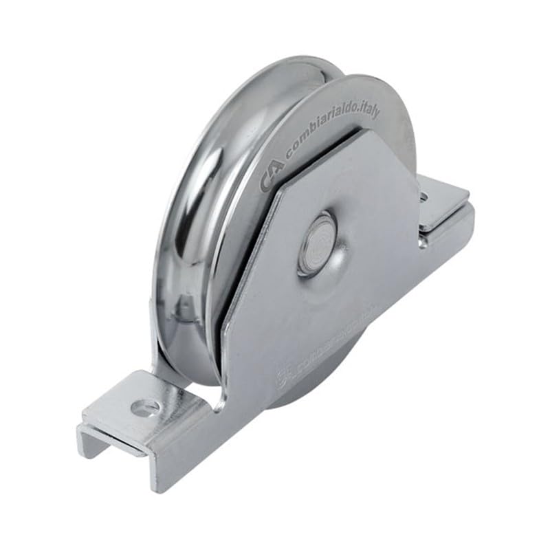 Metalideal - Rueda para puerta corredera Ø 80mm, Soporte interior, Inox AISI 304, Perfil en U para raíl 16mm