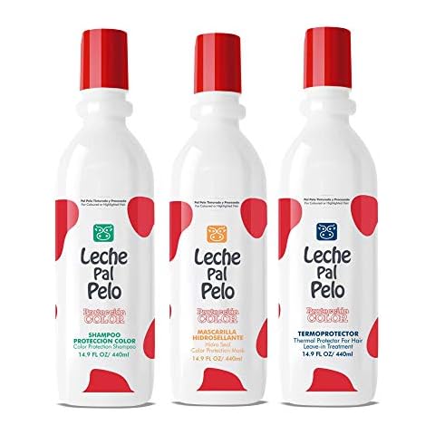 Leche Pal Pelo Proteccion Color For Colourd or Highlighted Hair Hidro Seal Leave-in Treatment | Para Cabello Tinturado y Procesado 14.9oz-440ml (Set/Kit 14.9-440 x3) Cover