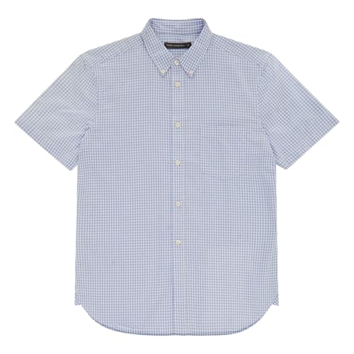 French Connection Gingham Pocket Short Sleeve Shirt Large (Blue)