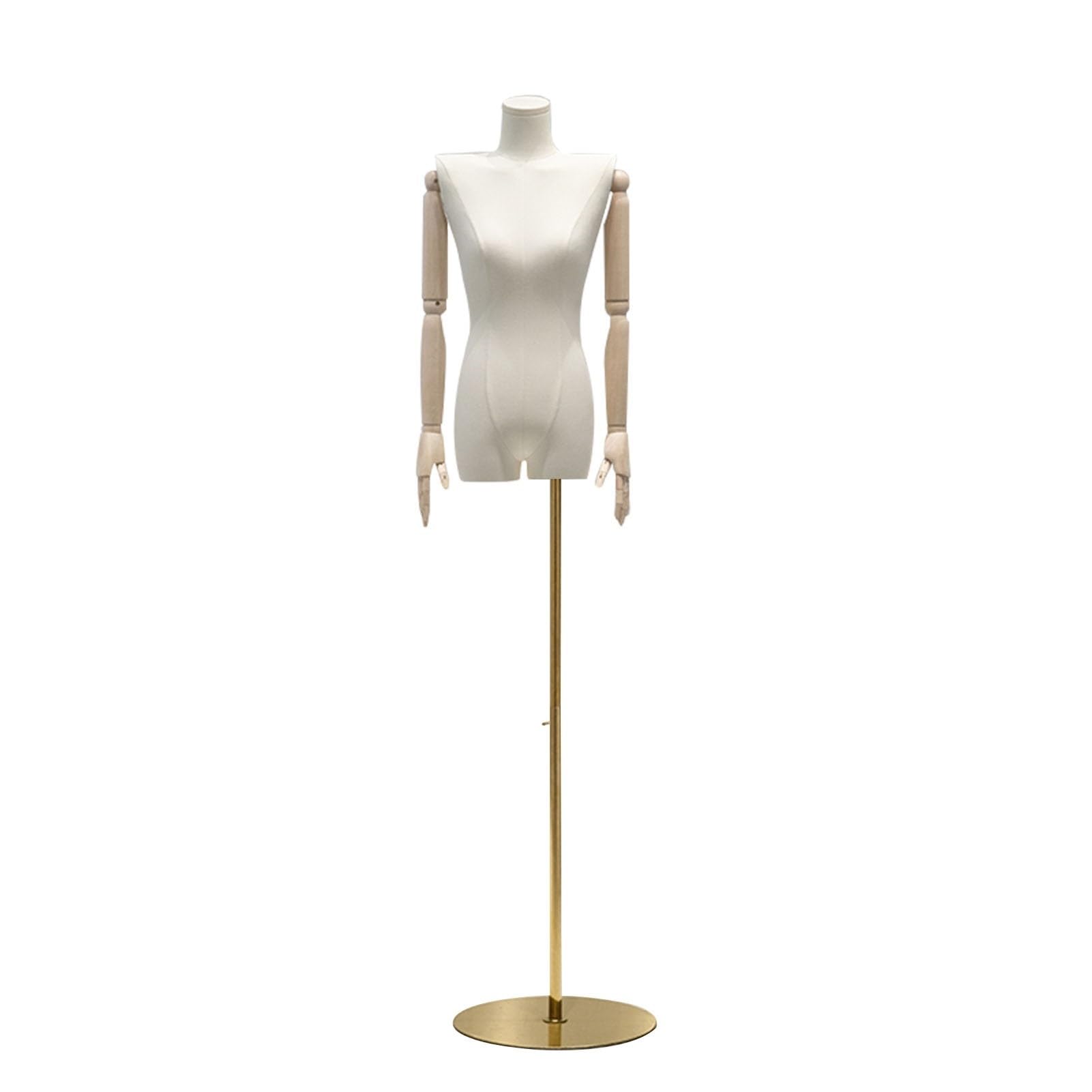 Maniquíes Maniqui Costura Mujer, Altura Ajustable Maniquí Femenino Costura con Brazo Madera Desmontable, Busto Señora Maniquies Torso for Joyerías Tiendas Ropa(D)