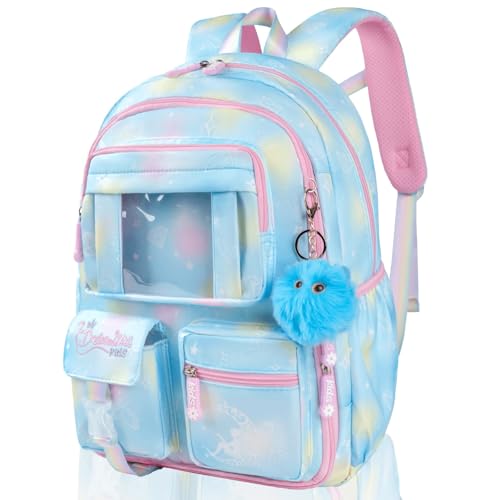 CNRYRIO Kids Backpacks For Girls - Multiple Pockets Backpack - Kawaii Bookbag For Primary Elementary High School