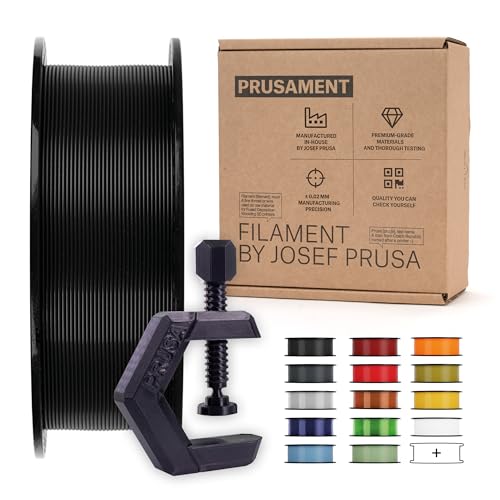 Image of Prusament 3D Printer Premium Filament PETG Jet Black 1.75mm - 1kg Spool - High Precision ±0.02 mm - Low Stringing - Strong Layer Bond - No Tangling - Ideal for Beginners & Professionals