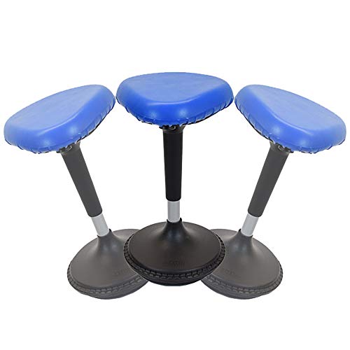 Image of WOBBLE STOOL Standing Desk Balance Chair for Active Sitting. Tall ergonomic adjustable height swiveling leaning perch perching ergonomic sit stand high computer chair swivels 360 for adults kids