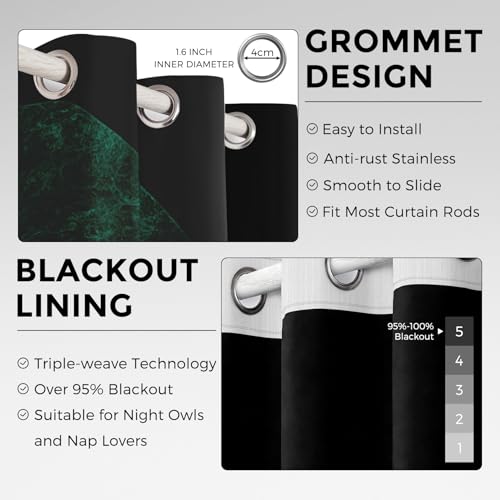 Rideau occultant thermique marbre vert isolant phonique à œillets - 6
