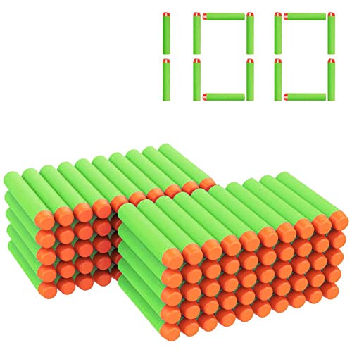 SEISSO 100PCS Nerf Bullet Refill Darts Premium Foam Bullets for Nerf N-Strike Elite Toy- Green