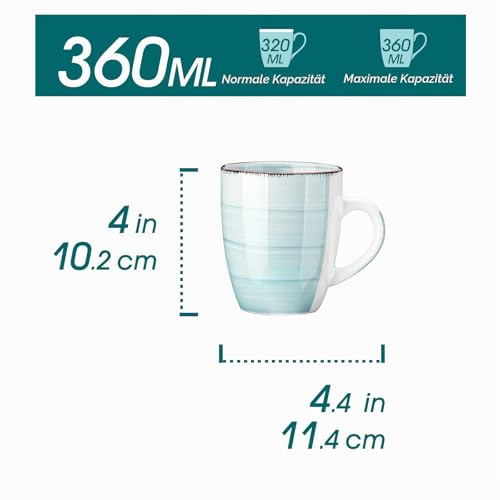 vancasso Kaffeetassen Steingut, BONITA 6-teiliges Tassen Set, 350ml Kaffeebecher mit Henkel – Bild 2