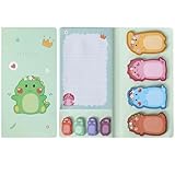 Dinosaur Sticky Notes Set, 360 Sheets Cute Cartoon Animal Dinosaur Self-Stick Notes Pads Dinosaur Themed Memo Pads Dinosaur Shaped Page Markers Index Tabs for Students Office School Supplies