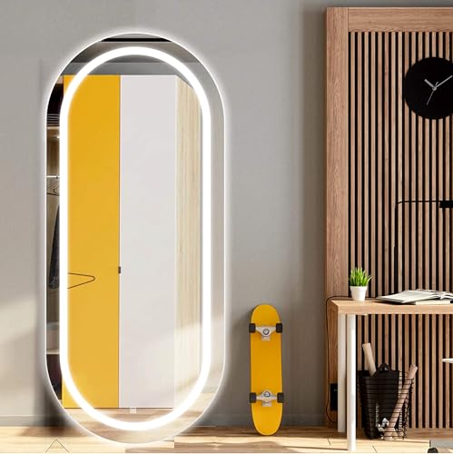 Image of Creative Arts n Frames LED Wall Mount HD Mirror with 3 Color Light Tone for Home Wall Living Room Bedroom Bathroom Hotel Decor Items (18x48 Full Length Capsule Oblong Shape)
