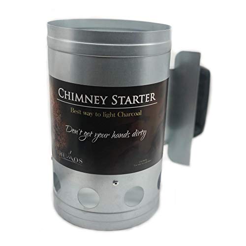 Humos Charcoal Chimney Starter Galvanized Steel 10.7x7, Silver