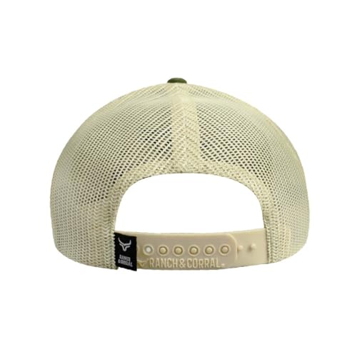 Ranch & Corral Green and Brown Trucker Mesh Cap with Embroidered Patch Child Size, Black, 3-5 3/83