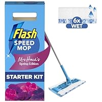 Flash Speedmop Mrs Hinch/'s Wet Mop Head Floor Cleaner Starter Kit For Cleaning Floors With Scrubbing Action, Includes: 1 Mop, 6 Wet Refills, Enchanted Wildflowers Scent
