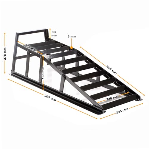 Wiltec 2X Auffahrrampe bis 2 t je Paar, 915x350x275 mm, Auffahrschiene für Fahrzeuge, Verladerampen aus Stahl