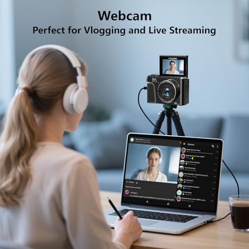 Image of 8K Digital Camera, 88MP Vlogging Camera for YouTube /Photography with 3 inch 180 Flip Screen, Fill Light, WiFi, Filters, Beauty Features Includes 32GB SD Card & 2 Batteries (Gunmetal)