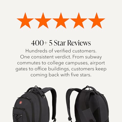 Image of SWISSGEAR Bungee Core Laptop Backpack, Fits Most 13-Inch Laptops, Airflow Back Panel, Reflective Accents, and Bungee Cord System, Black, 26L, 17.25-Inch