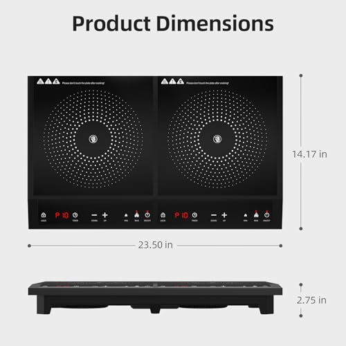 Double Induction Cooktop,Portable Induction Cooker with 2 Burner Independent Control,Ultrathin Body,10 Temperature,1800W-Multiple Power Levels,3 Hour Timer,Safety Lock