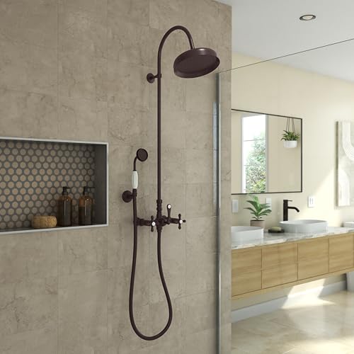 Image of Abbey 10 x 28 1 /2 Shower Faucet Set with Handshower, Oil Rubbed Bronze