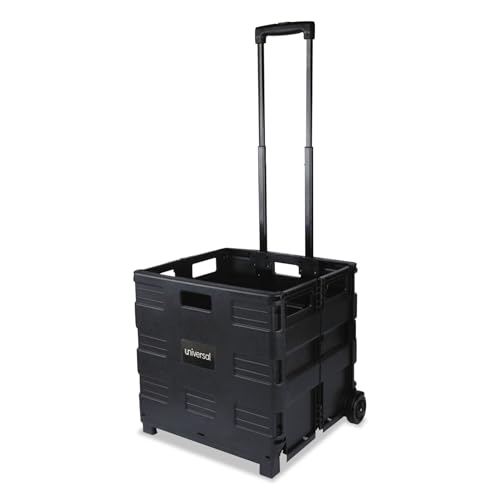 Universal Collapsible Mobile Storage Crate, Plastic, 18.25 x 15 x 18.25 to 39.37, Black