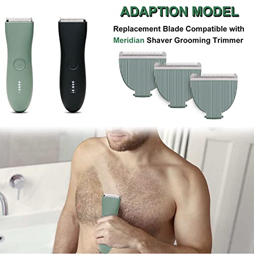 3 Pack Replacement Blades Compatible With Meridian Trimmer, Hygienic Ceramic Replacement Blades Compatible With Meridian Body Trimmer (Onyx & Sage), Green #TOP1