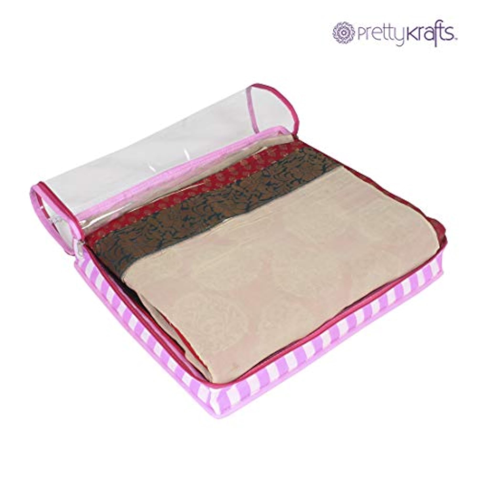 Transparent Saree Cover Bag with Stainless Steel Zip Lock