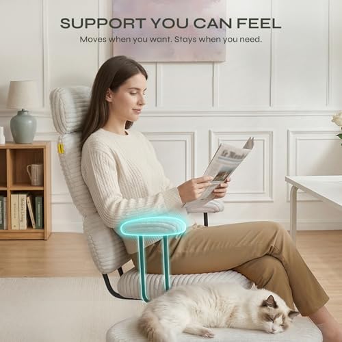 Image of Pinmoco ADHD Cross Legged Office Chair, 3-Zone Back Support, Wide Seat | Ultra-soft plush seat with armrests. Extra-wide for cross-legged & ADHD sitting. 3-zone support: neck, mid-back & lumbar.