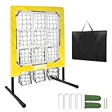 9 Loch Pitching Netz, robustes Baseballnetz mit Schlagzone zum Pitching und Schlagen, höhenverstellbares Trainingsgerät mit 9 Taschen Pitching-Ziel für Baseball- & Softball-Übung