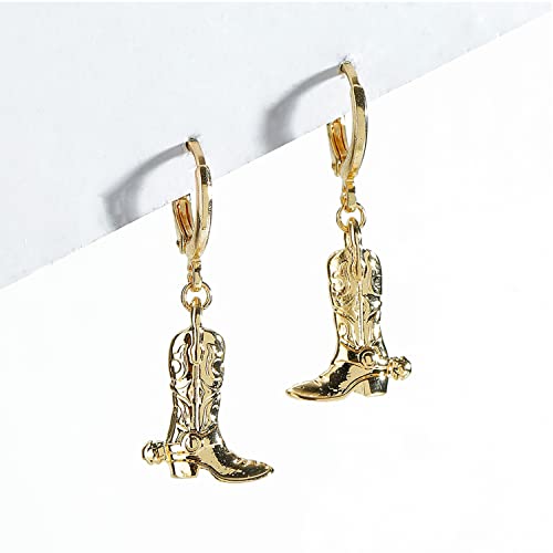 Western Cowgirl Earrings Cowboy Boot Earrings Gold Plated Boot Dangle Earrings Texas Boots Spur Drop Earring Enamel Western Jewelry for Women4