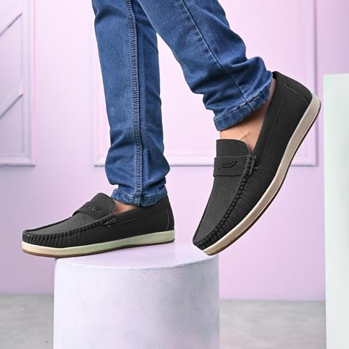 Image of Centrino Suede Loafers for Men | Shoes for Man Stylish | Casual Lightweight Slip-On | Cushioned Insole | Comfortable Moccasin Hand-Stitched Design | Mens Loafer Shoes Slip On for Man (9568)