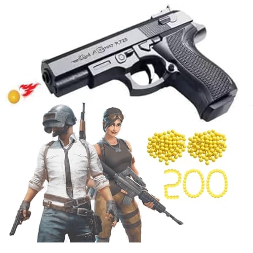 Hand Gun Pack of 1 Pubg Pistol for Kids with 8 Round Reload and 6Mm Plastic Bb Bullets (24Pc) Pubg Gun Toy Airsoft Gun Toy for RZA Boys,Black (Gun, 1)