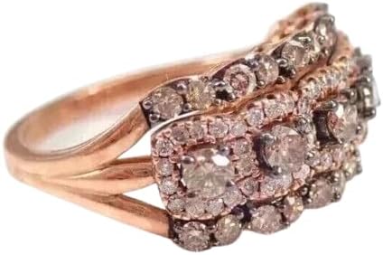 Vaishnav Jewels Chocolate Gemstone Wedding Band Ring, 4.20Ct Round Lab Created Cut, 14k Rose Gold Finish