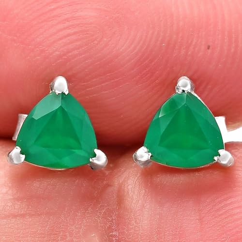 Natural Multi Stones Trillion Shape 925 Silver Stud Earrings DGE1071 E-10173