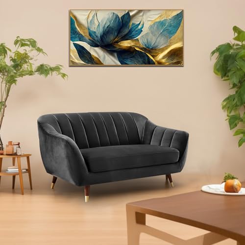Image of Casaliving Anyse 2 Seater Sofa Set for Living Room (Black Fabric) Premium Fabric Sofa