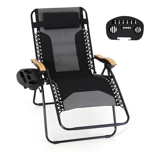 MFSTUDIO-Oversized-Padded-Foldable-Zero-Gravity-Chair-Black MFSTUDIO Oversized Padded Foldable Zero Gravity Chair, Black - Image 1