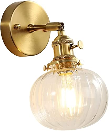 Luz de pared de latón de alta gama con tulipa de vidrio redonda