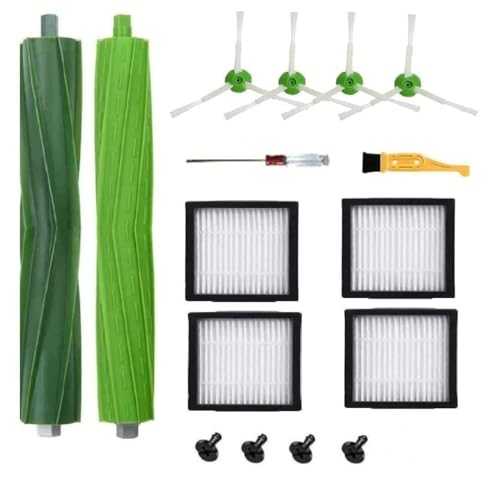 Image of Replacement Parts Compatible with iRobot Roomba I, E & J Series i7 i7+ i2 i3 i3+ i4 i4+ i6 i6+ i8 i8+ /Plus j6+ j7 E5 E6 E7, 1 Set of Multi-Surface Rubber Brushes, 4 HEPA Filters, 4 Side Brushes