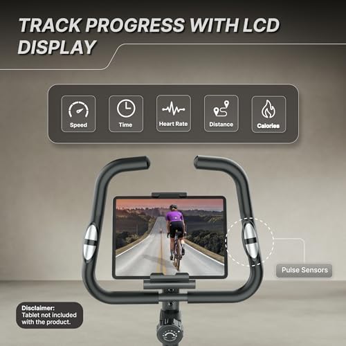 Image of Fitkit by Cult Magnetic Upright Exercise Bike 6 Kg Flywheel & 130 Kg Weight Support with Adjustable Cushioned Seat | 16-Level Magnetic Resistance | LCD Display & Tablet Holder | Suitable for Home Gym Workout
