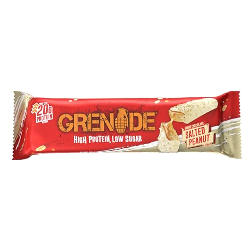 Grenade Proteinriegel, White Chocolate Salted Peanut – Proteinreich & Zuckerarm, 12 x 60 g (Die Verpackung kann Variieren) 2
