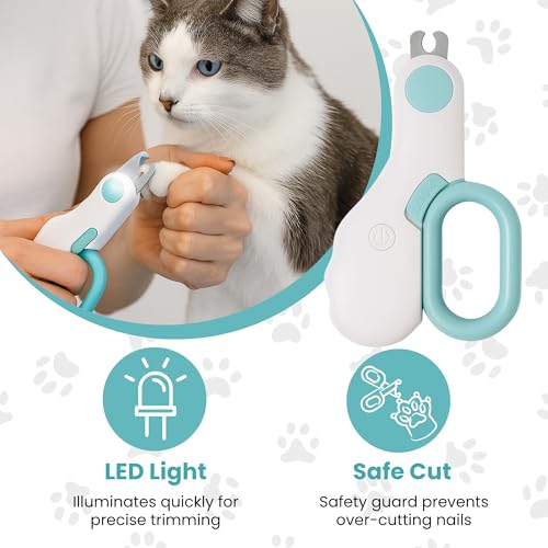 GadgetPawsUSA - LED Pet Nail Clipper with Safety Guard for Cats & Small Dogs - Claw Trimmer with Light for Nail Bloodline - Razor Sharp Blades for Kitten Bunny Rabbit Bird Ferret Guinea Pig Hamster