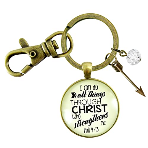 Gutsy Goodness I Can Do All Things Through Christ Keychain Boho Style Bronze Jewelry For Women cover