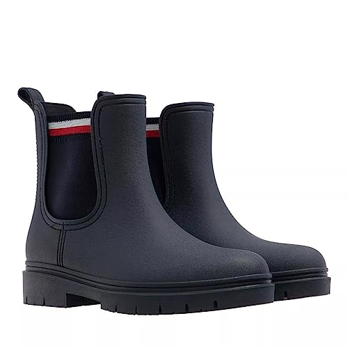 Tommy Hilfiger Damen RAIN Boot Ankle Elastic FW0FW06774 Regenstiefel, Blau...