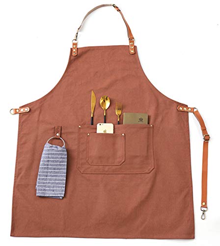 VANORIG Chef Apron for Kitchen BBQ Painting Cafe with Pockets + Release Buckle